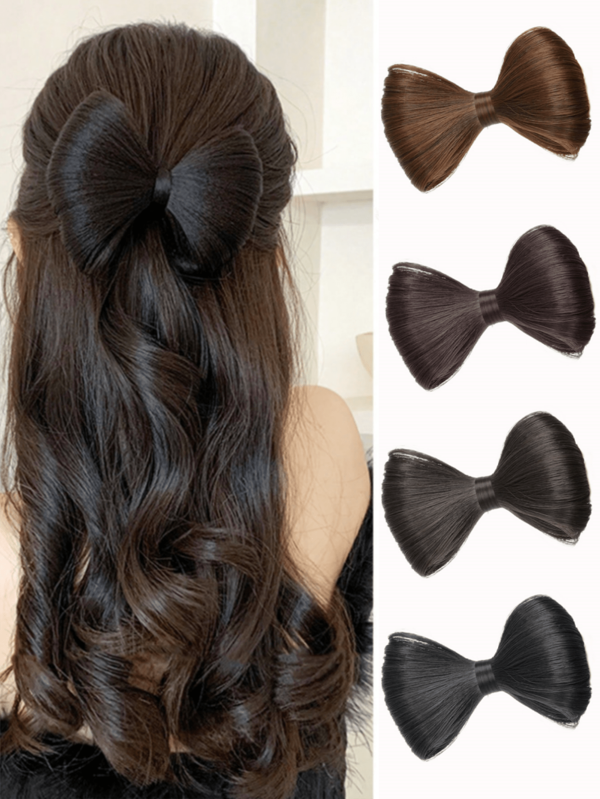Women's Fashion Cute Bowknot Hairclip Synthetic Hair Extension, Bowknot Ponytail Heat Resistant Fiber Hair Bun