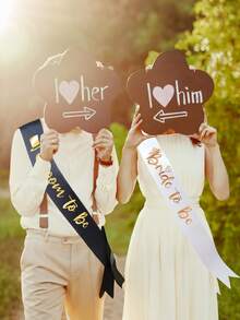 2 件/套新娘和新郎腰带，带字母，优雅缎带，适合单身派对、新娘送礼会和婚礼礼物