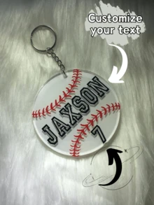 Baseball Keychain, Personalized Baseball Gift, Team Gift, Baseball Bag Tag, Valentine's Day Gift, Gift For Her, Gift For Him, Gift For Mom, Gift For Friend, Home Decor, Decorations, Personalized Gift, Custom Gift - Multicolor - View 2