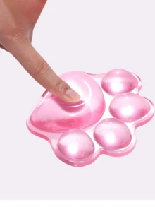 1 件装透明硅胶鼠标垫，带可爱爪子设计，办公室腕托垫，3D 防滑猫爪形手枕，丝滑亲肤防水桌垫 - 彩色 - 查看 4