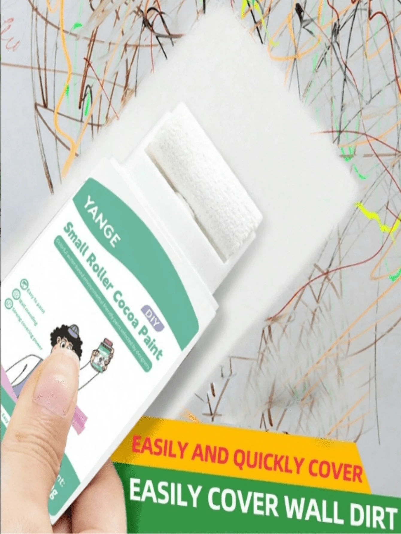 1pc Wall Repair Mini Paint Roller, Quick Drying Latex Touch Up Paint For Wall, Wall Cleaning & Repair Tool - one-size - View 1