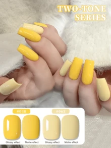 XEIJAYI 2 件装 7.3 毫升黄色凝胶指甲油 - 无味、持久闪光效果，适合 DIY 家庭沙龙使用 - 非常适合美甲，易于涂抹，是春季送给女性的完美礼物