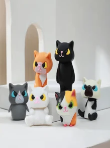 1pc "Who Am I?" Transformable Cat Doll, Funny Cat Desk Decor, Animal Plush Toy, Home Decoration, Cake Decoration
