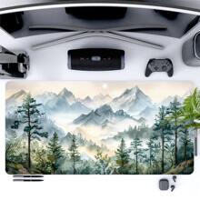 Snow Mountain Mouse Pad Aesthetic Art Desk Mat 35.4x15.7 Inch Desk Accessories Rubber Base With Stitched Edge Non-Slip Keyboard Pad For Office Home Computer As Gifts For Men Women Friends Birthdays Christmas