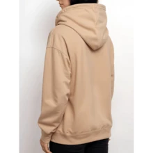 Women's Sweatshirt Cold Weather Blouse Printed Coat Planeta Moda Winter Hoodie Kangaroo Pocket - 卡其色 - 查看 2