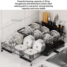 NetHong Retractable Chopper Spoon Fork Bowl Utensil Holder Retractable Dish Drainer Rack(Black) - Black E - View 6