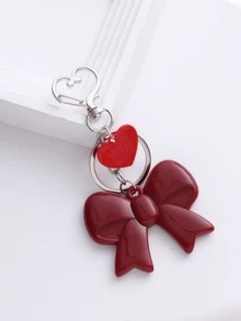 可爱勃艮第红色大蝴蝶结亚克力吊坠 Y2K 时尚甜美情书汽车钥匙扣包包饰品礼物女孩蝴蝶结夏季伴娘礼物 - 彩色 - 查看 6