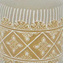 9", 11"H Floral Handmade Beige Ceramic Vase With Diamond Pattern, Set Of 2