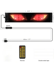 2 件滚动大屏幕恶魔眼灯,适用于车窗,柔性软显示屏,USB 5V,卡车挡风玻璃 LED 标志应用,可定制文本、动画、图形,适用于商店、酒吧、酒店 - 2PCS - 查看 3