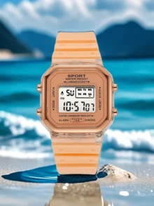 1pc Fashionable Women's Electronic Watch, Multifunctional Sports Watch For Students, Rose Gold Frame, Suitable For Daily Use, Birthday Gift - White - View 8