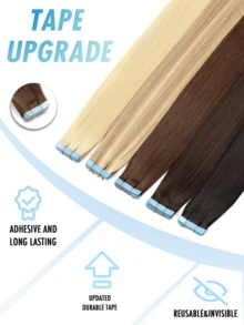 20pcs Tape In Hair Extensions Human Hair Color 60 Platinum Blonde 14-22 Inch 100% Human Hair Invisible Tape In Hair Extensions - Multicolor - View 6