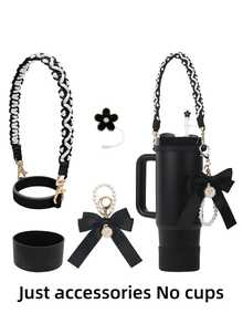 7 件/套杯子配件套装适用于 杯 30 盎司 40 盎司，包括 1 套水瓶手柄带、1 个硅胶吸管盖、1 个硅胶杯套、3 个饰物配件