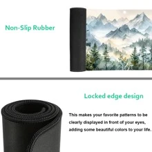 Snow Mountain Mouse Pad Aesthetic Art Desk Mat 35.4x15.7 Inch Desk Accessories Rubber Base With Stitched Edge Non-Slip Keyboard Pad For Office Home Computer As Gifts For Men Women Friends Birthdays Christmas