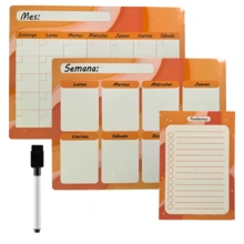 Calendario Magnético – Pizarrón Magnético de Organización de Diseño Llamativo, Ligero, Flexible y Ecológico para Hogar y Oficina. Planificador magnético. - Naranja - Ver 1