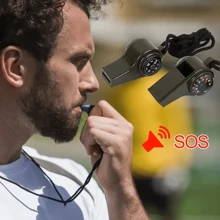 Fischietto da emergenza 3 in 1 con bussola, termometro e fischietto da arbitro/cheerleader, multifunzionale per campeggio, hiking e attività all'aperto