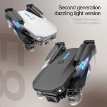 Drone cuadricóptero con luz colorida  E88D cámara dual HD1080P WIFI FPV juguete de regalo de altura Dron - Gris - Ver 5