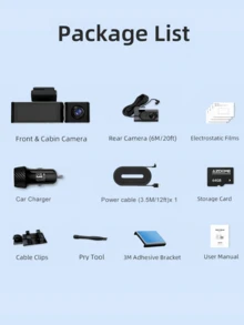 AZDOME M550 Pro 4K Dash Cam With Built-In GPS & WiFi | 3.19" Screen, Night Vision, Parking Mode, Includes 64GB Card - 黑色 - 查看 11