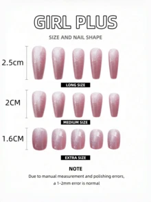 10 件手工腮红猫眼法式钻石蝴蝶白色法式假指甲按压指甲美甲用品指甲 - 藕粉色 - 查看 7