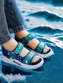 TEEOEC Sandali sportivi cool da bambino, nuovi arrivi 2025, sandali morbidi alla moda per studenti, ciabatte antiscivolo da spiaggia per bambini piccoli e neonati, suola spessa e resistente, ciabatte da esterno durevoli - Verde militare - Visualizzare 3