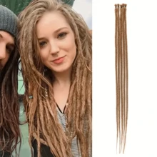 24 英寸薄 0.6 厘米合成辫子接发 - 适合雷鬼、嘻哈、万圣节和圣诞节的钩针接发 - 柔软、手工制作、5 股辫子接发，适合发型设计