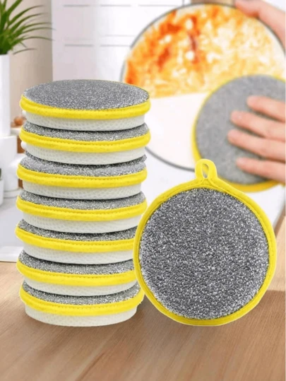Bộ 10 miếng bọt biển rửa chén hai mặt có lõi thép, miếng bọt biển vệ sinh nhà bếp bền và có thể tái sử dụng dành cho bát đĩa, mặt bàn, bề mặt bếp, v.v.