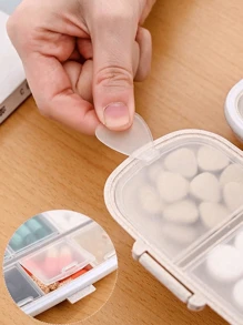 1 caixa de comprimidos portátil, mini caixa de remédios de viagem com 8 compartimentos, recipiente selado de silicone à prova d'água para óleo de peixe, lecitina, espirulina, celulose, melatonina, ginkgo biloba e outros suplementos, bandagens de primeiros socorros, pó hemostático, adequado para viagens, exploração, acampamento, piquenique