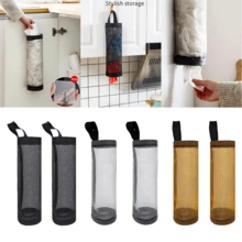 1pc Home Grocery Bag Holder Wall Mount Plastic Bag Holder Dispenser Hanging Storage Trash Garbage Bag Kitchen Garbage Organizer - Multicolor - View 2