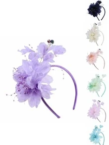 1 buc pălărie elegantă, pălărie Kentucky Derby, accesoriu de păr pentru femei, pălărie pentru petrecerea de ceai, agrafă de păr din voal de mireasă - Multicolor - Vizualizare 12