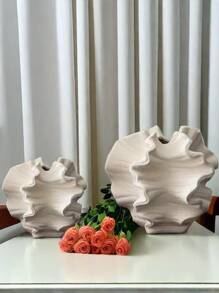 1pc White Ceramic Vase Flower Vase For Pampas Grass, Modern Large Coral Vase For Home Decor, Nordic Boho Vase For Centerpieces, Wedding, Dinner Table, Living Room