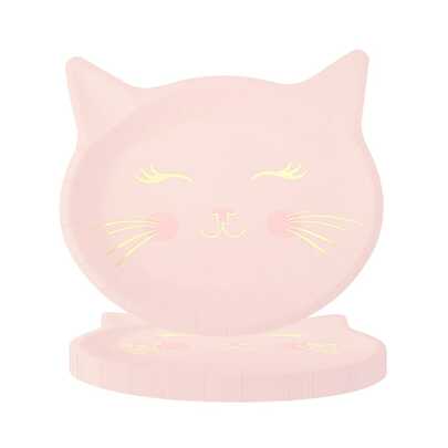 10 件/20 件/50 件粉色猫纸盘猫形晚餐派对盘子适用于可爱小猫派对用品一次性餐具盘子适用于猫主题生日婴儿派对装饰礼品