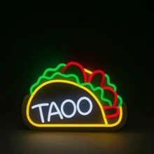 1 Pc 14.96x 9.84in Neon Light Taco Text And Pattern Multicolor Wall Sign Decoration For Restaurant Bar Party Home Festival Atmosphere LED Night Light Hanging Decor For Kitchen Cafe Shop Event Celebration - Multicolor 2 - View 10