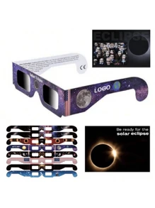 10pcs/5pcs North American Solar Eclipse Viewing Glasses, Neutral Color Printed Paper Frame Glasses, Outdoor Essential For Directly Observing The Sun (Assorted Colors & Patterns Shipped Randomly)