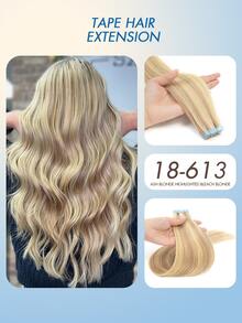 20pcs Tape In Hair Extensions Human Hair Color 60 Platinum Blonde 14-22 Inch 100% Human Hair Invisible Tape In Hair Extensions - Multicolor - View 13