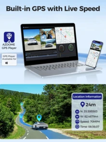 AZDOME M550 Pro 4K Dash Cam With Built-In GPS & WiFi | 3.19" Screen, Night Vision, Parking Mode, Includes 64GB Card - 黑色 - 查看 4