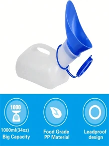 1pc Portable Male/Female Urinal Bottle With Cover & Funnel, Suitable For Travel, Car, Hiking, Outdoor Activities For Men, Women, Elderly Summer Cooling,Beach,Travel