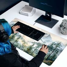 Snow Mountain Mouse Pad Aesthetic Art Desk Mat 35.4x15.7 Inch Desk Accessories Rubber Base With Stitched Edge Non-Slip Keyboard Pad For Office Home Computer As Gifts For Men Women Friends Birthdays Christmas