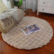 1 件毛绒蓬松圆形地毯，柔软蓬松，易于清洁，适用于卧室、客厅、衣柜、梳妆台 - 多种颜色可选