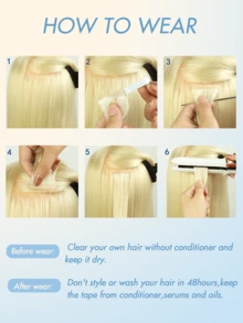 20pcs Tape In Hair Extensions Human Hair Color 60 Platinum Blonde 14-22 Inch 100% Human Hair Invisible Tape In Hair Extensions - Multicolor - View 12