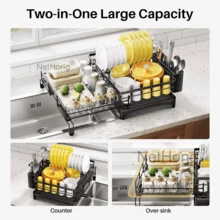 NetHong Retractable Chopper Spoon Fork Bowl Utensil Holder Retractable Dish Drainer Rack(Black) - Black E - View 5