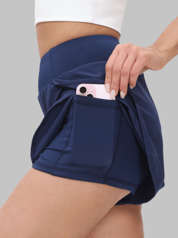 1pc Women's High Waist Quick Dry Double Layer Pocket Sports Running Shorts