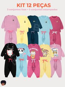 12 Piece Kit Children's Set Girl Winter Cold Sweatshirt 1 To 8 Assorted - Dusty Pink - View 1