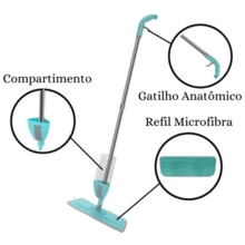 Spray Mop With Reservoir Magic Squeegee Cleaning Mop + 3 Cheap Microfiber Refills - Màu xanh lam - Xem 4