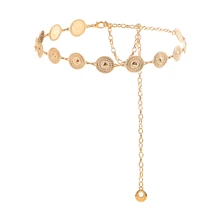A Gold Round Carved Belt Waist Chain Accessory With A Dress Suit Is Fashionable And Slim.
