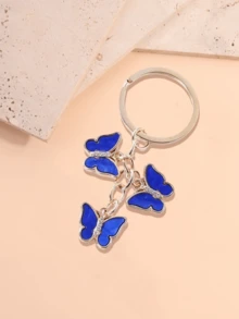 1pc Women's New Butterfly Keychain With Rhinestone Butterfly Pendant Bag Charm Accessory Y2K Summer - Royal Blue - View 2
