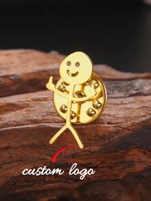 定制火柴人中指胸针男女不锈钢别针朋克嘻哈徽章趣味别针珠宝朋友最佳礼物 - As Shown - 查看 9