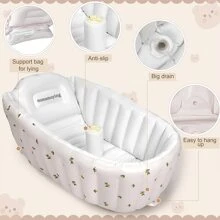 1 pièce Baignoire gonflable pour bébé de dessin animé, bac de bain pliable en PVC de haute qualité, bassin de douche pour bébé et piscine pour jouer dans l'eau