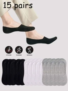1/5/15 Pares de Meias Invisíveis de Corte Baixo Femininas de Cor Sólida, Adequadas para Primavera e Verão
