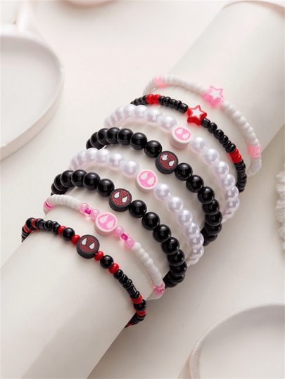 Disney 1/4 piezas Pulsera hecha a mano con cuentas de superhéroes de Disney Marvel para niños y niñas, parejas