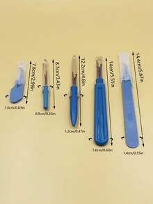 5件装蓝色快速拆线器，符合人体工学的镰刀形拆线器 - 减少手部疲劳，专业级拆线器 - 裁缝和缝纫师的理想之选 - 藍色 - 查看 5