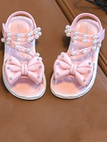 2025 新款女童花朵公主凉鞋，时尚露趾夏季轻便透气厚底防滑沙滩拖鞋，幼儿/小女孩 - 粉色 - 查看 5